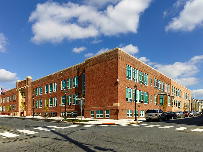 Historic Amanda E. Stout Elementary School following renovation and expansion in Reading, PA