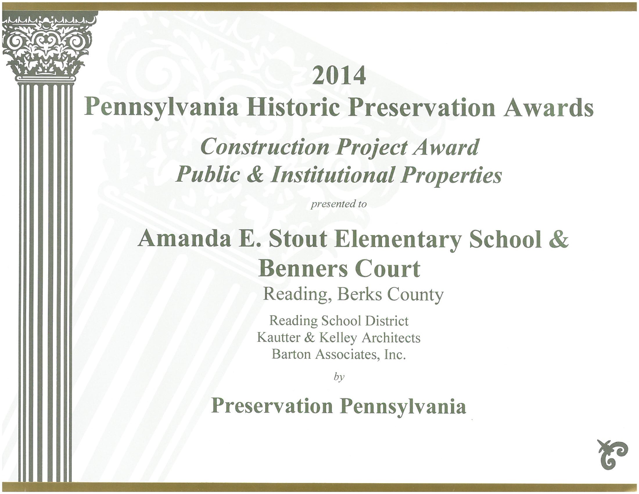 Reading School District Amanda E. Stout Elementary School and Benners