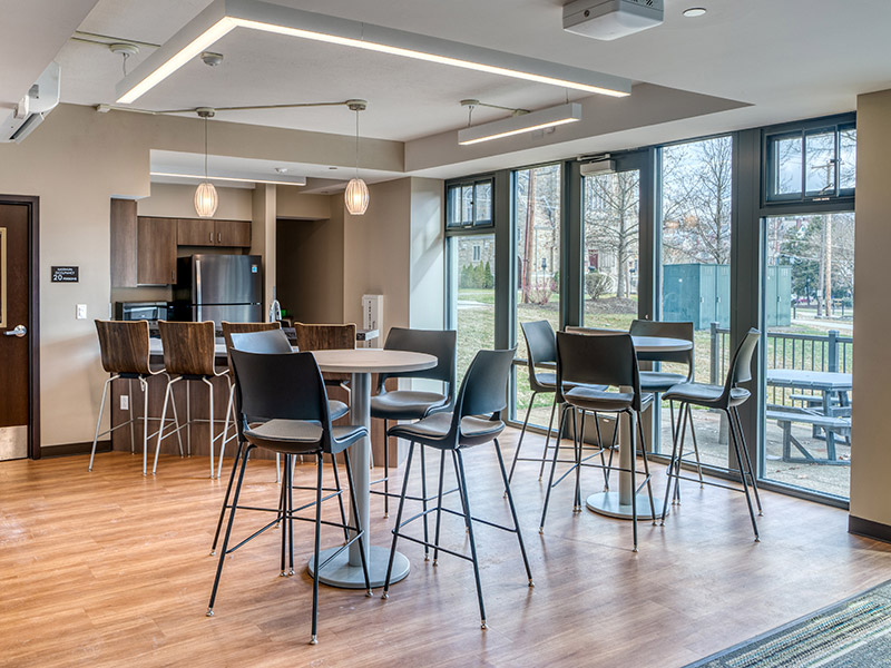 Renovated entry and student gathering space at Presidents Row at Washington & Jefferson College