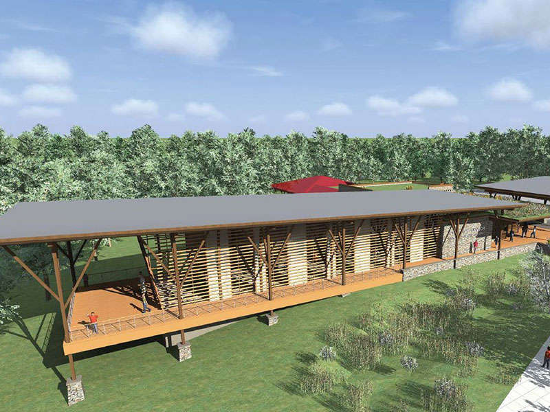 Aerial rendering of John James Audubon Center at Mill Grove