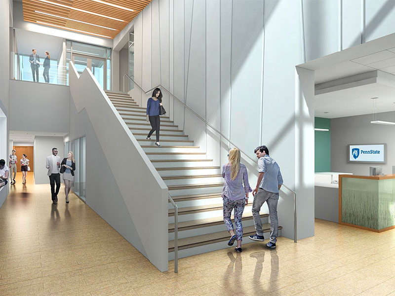 Interior rendering of Allied Health Building at Penn State Mont Alto