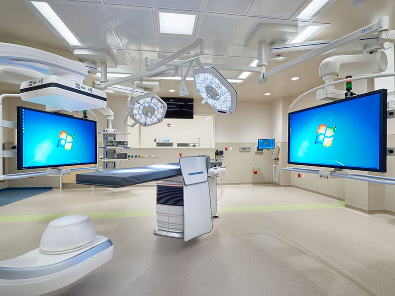 Screens in hybrid cath lab at Penn State St. Joseph Medical Center
