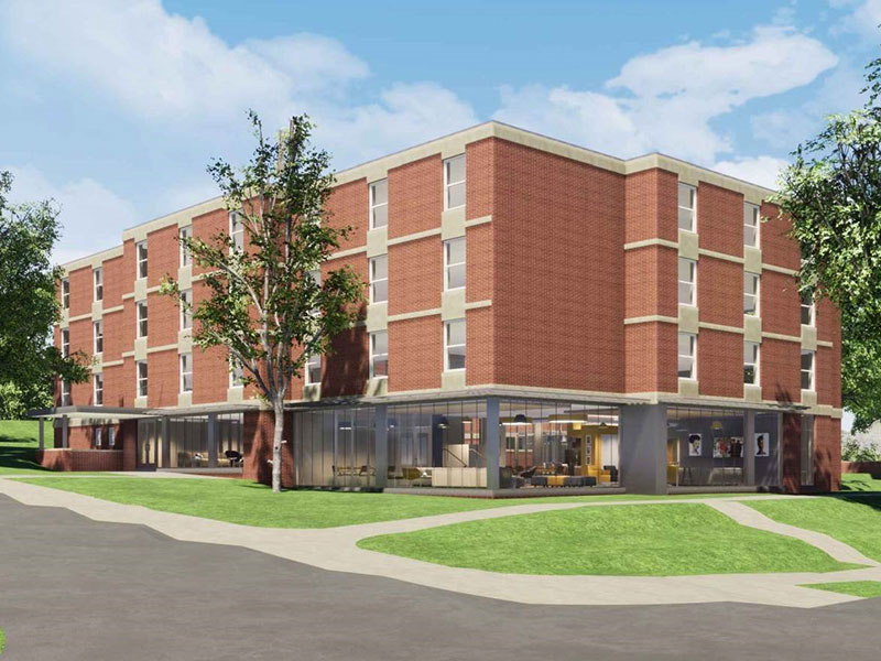 Exterior rendering of Beau Hall at Washington & Jefferson College