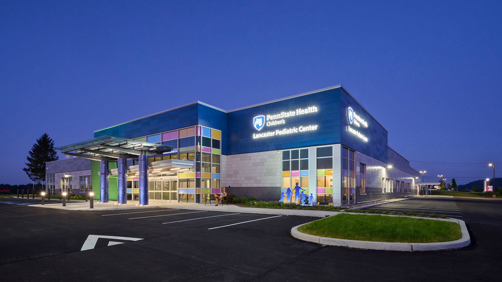 Lancaster Pediatric Center for Penn State Health Children’s at dusk