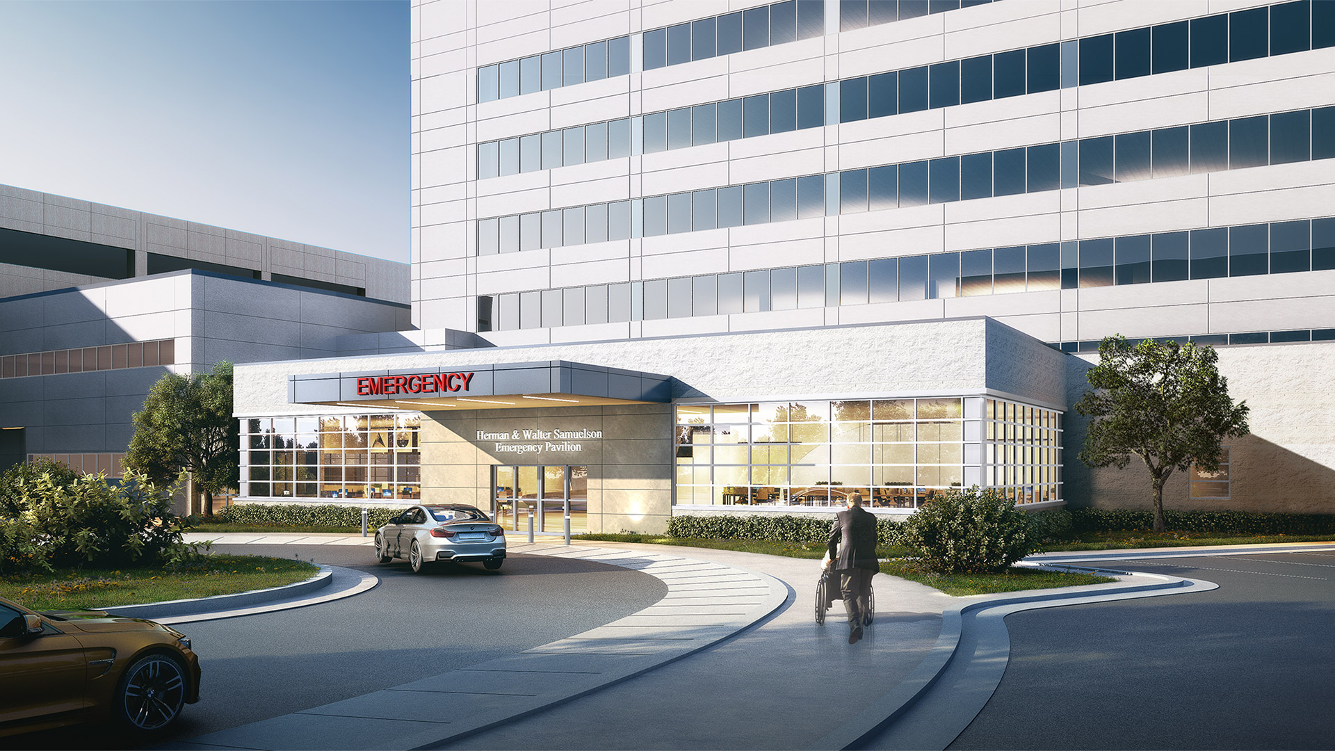 Main entrance to the newly expanded Emergency Department at LifeBridge Health Sinai Hospital