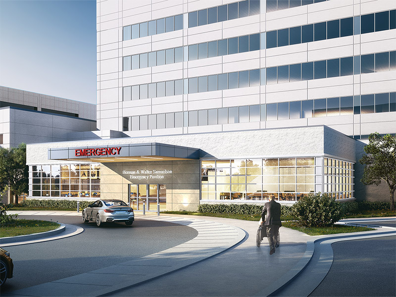 Exterior view of the expanded Emergency Department at LifeBridge Health Sinai Hospital