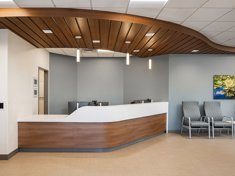 Patient reception area at the WellSpan Health outpatient center in Lancaster, PA