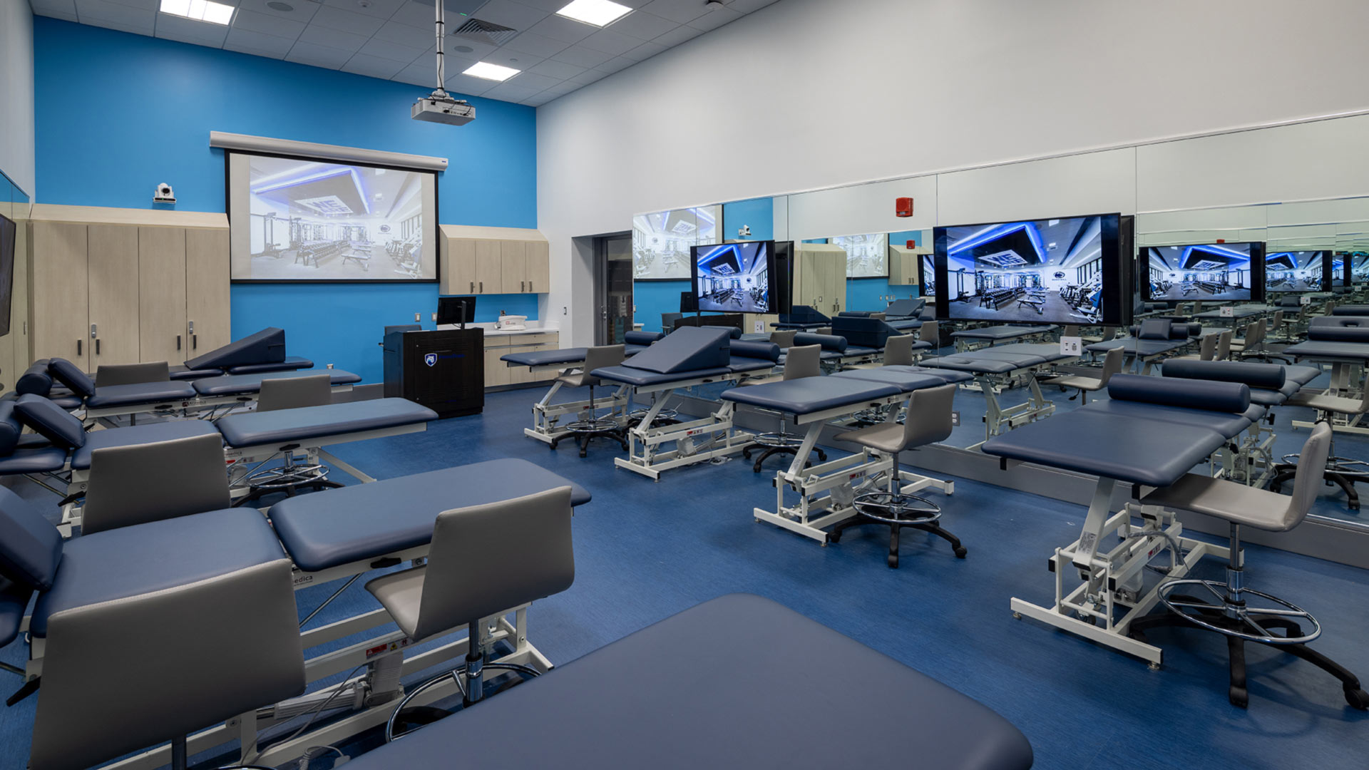 Kinesiology teaching lab renovation at Penn State with exercise tables and active learning classroom space
